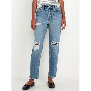 High-Waisted O.G. Straight Light-Wash Ripped Jeans